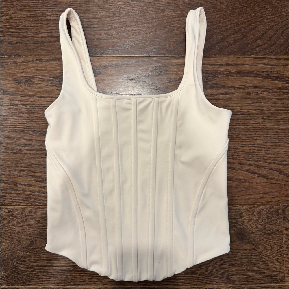 Express Cream Fitted Bustier Tank Top